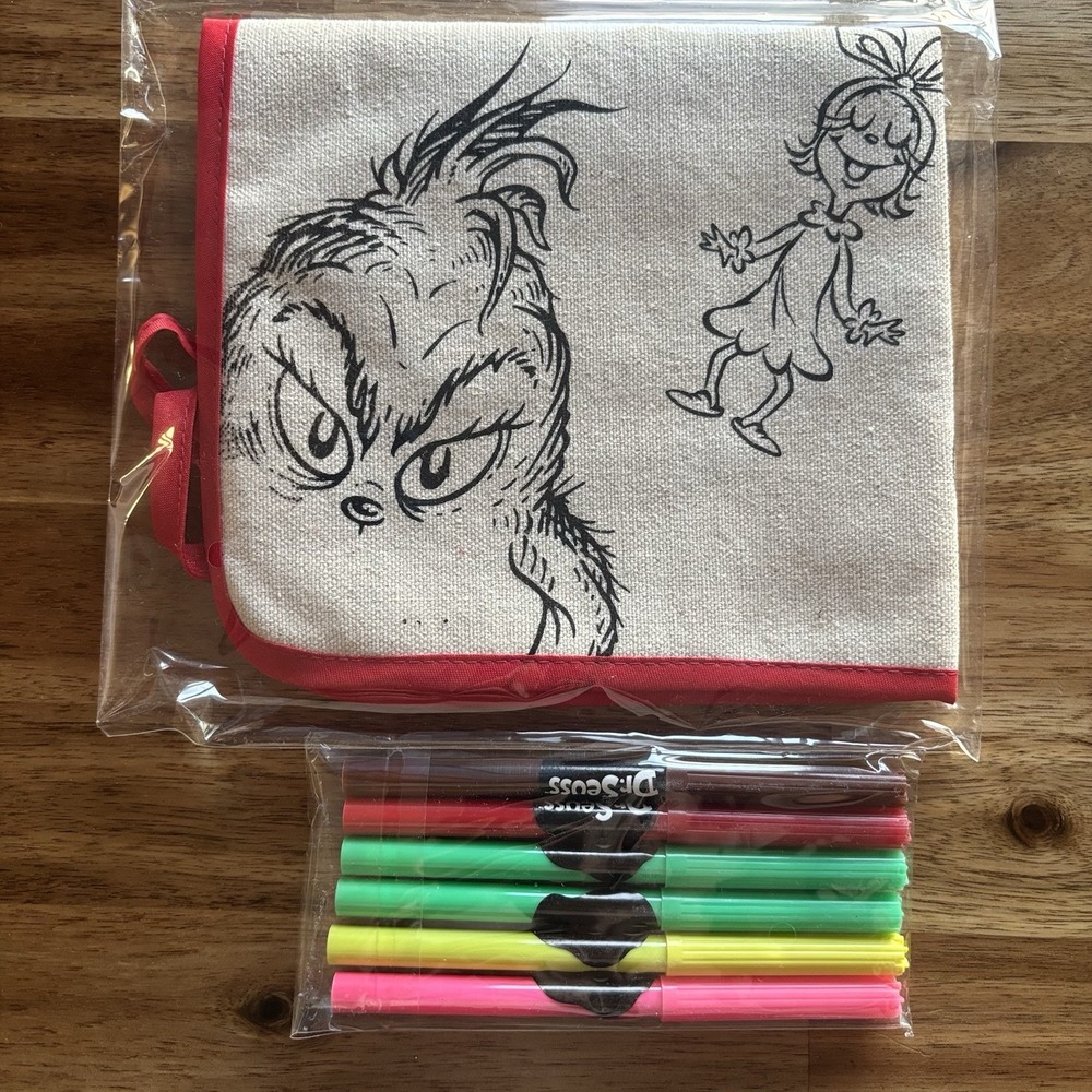 The Grinch Kids Coloring Apron 35.5cm X 48.2cm Christmas DAMAGED BOX ~ READ DESC